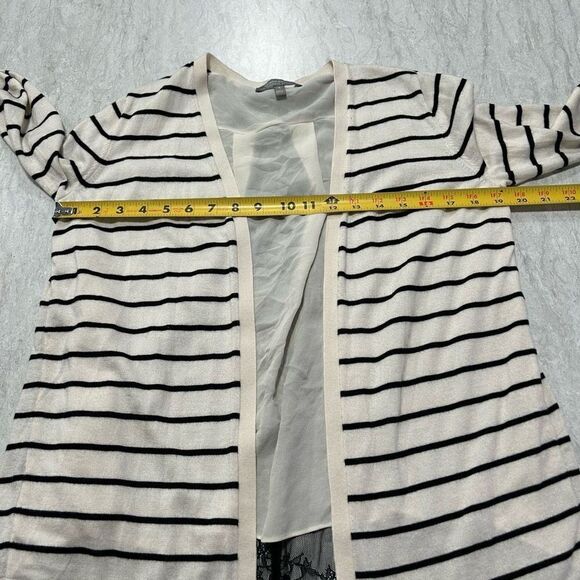 Neiman Marcus Women’s Cashmere Wool Silk Striped Open Front Lace Cardigan Size S - Picture 11 of 15